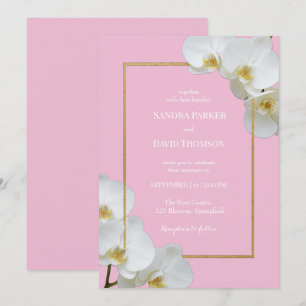 Invitation mariage élégant aux fleurs d'orchidées blanches