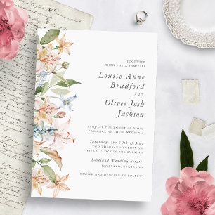 Invitation Mariage élégant aux fleurs sauvages
