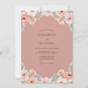Invitation Mariage Élégant aux Pétales Mauves Éteintes