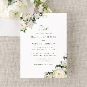 Invitation Mariage Élégant aux Pivoines Blanches