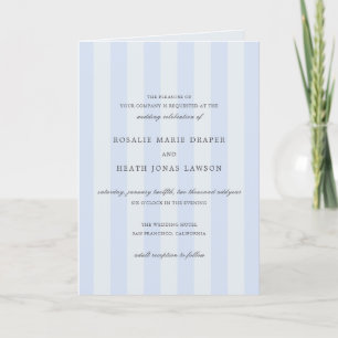 Invitation Mariage élégant aux rayures bleues modernes