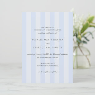 Invitation Mariage élégant aux rayures bleues modernes