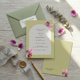 Invitation Mariage Élégant aux Tulipes Florales Économique