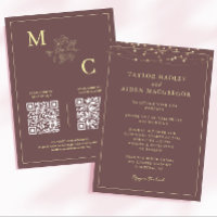 Mariage élégant avec code QR Burgundy poussiéreux