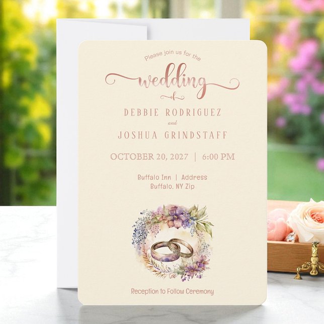Invitation Mariage élégant avec des accents floraux (Créateur téléchargé)