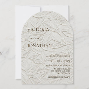 Invitation Mariage élégant avec motif de feuilles neutres
