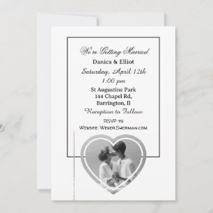 Invitation Mariage élégant avec photo minimaliste de couple
