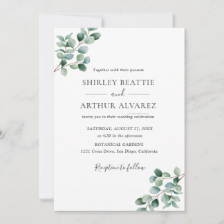 Invitation Mariage Élégant avec Verdure d'Eucalyptus
