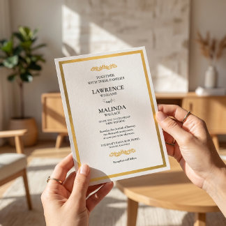 Invitation Mariage élégant blanc et or moderne et classe