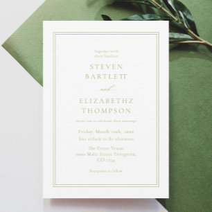 Invitation Mariage élégant blanc et vert