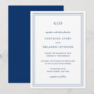 Invitation Mariage élégant bleu de la marine classique