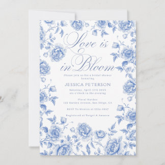 Invitation Mariage élégant bleu et blanc de chinoiserie