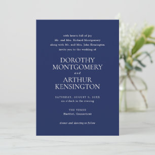 Invitation Mariage élégant bleu marine moderne