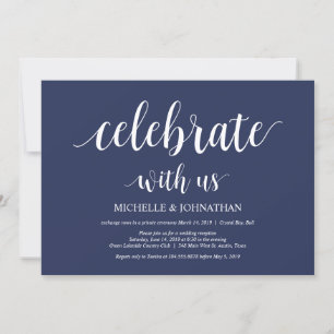 Invitation Mariage Élégant Bleu Nuit Réception de Fuite Amour