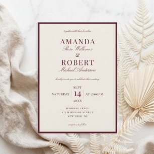 Invitation Mariage Élégant Bourgeoisie Classique Bourgogne