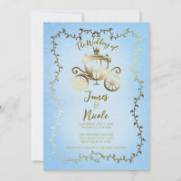 Mariage élégant Carrosse doré Histoire bleue