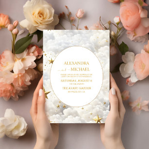 Invitation Mariage Élégant Céleste Lune et Étoiles