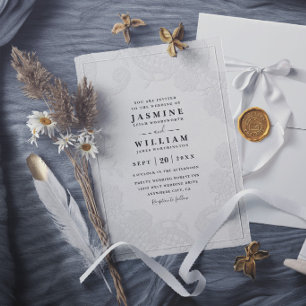 Invitation Mariage élégant chic avec dentelle vintage en reli