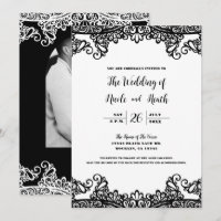 Mariage Élégant Chic Blanc et Noir en Dentelle