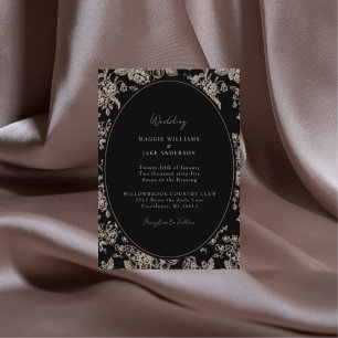 Invitation Mariage élégant chinoiserie noir et crème