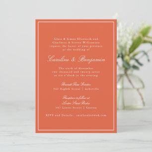 Invitation Mariage Élégant Classique Chaud Orange Script Form