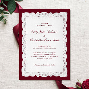 Invitation Mariage Elégant Classique en Dentelle de Bourgogne