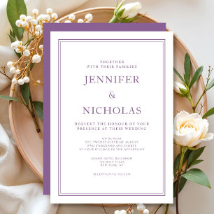 Invitation Mariage élégant classique formel français lilas