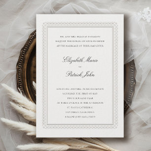 Invitation Mariage Élégant Classique Moderne Lys Ivoire Forme