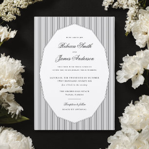 Invitation Mariage Élégant Classique Rayures Noires Formel