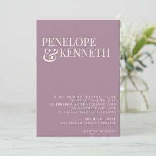 Invitation Mariage Élégant Classique Typographie Violet Pouss