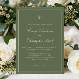 Invitation Mariage Élégant Classique Vert Olive