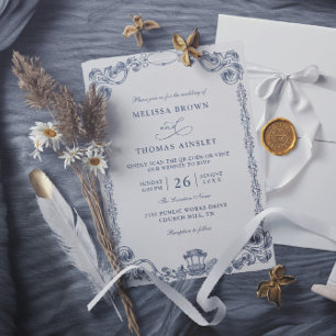 Invitation Mariage élégant classique vintage à budget code QR