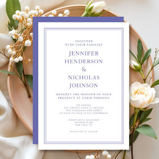 Invitation Mariage élégant classique violet et blanc