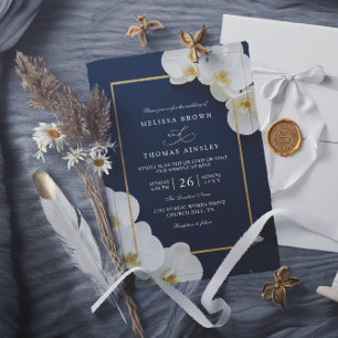 Invitation mariage élégant code qr chic floraison d'orchidée