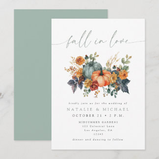 Invitation Mariage Élégant Coup de Foudre Citrouille d'Automn