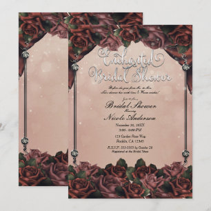 Invitation Mariage élégant d'automne aux roses brun rouille e