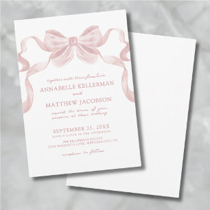 Invitation Mariage élégant de Bow blanc rose blanc