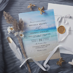 Invitation Mariage élégant de code QR de plage coloré simple