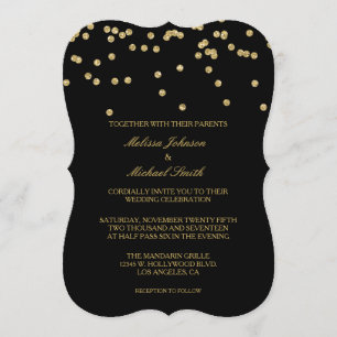 Invitation Mariage élégant de confettis de pois de noir et