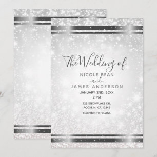 Invitation Mariage Élégant de Conte de Fées Hivernal avec Éti