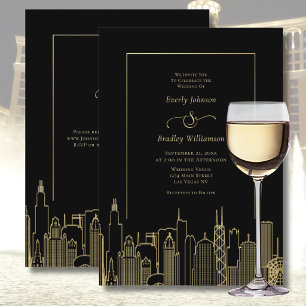 Invitation Mariage élégant de destination à Las Vegas en noir