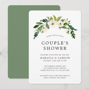 Invitation Mariage Élégant de Fleurs Blanches pour Couples