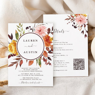 Invitation Mariage Élégant de Jardin d'Automne Tout en Un