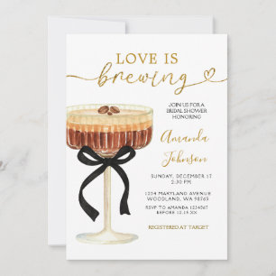 Invitation Mariage élégant de martini de café moderne doré