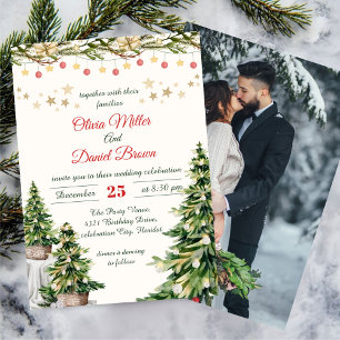 Invitation Mariage Élégant de Noël Fêtes d'Hiver