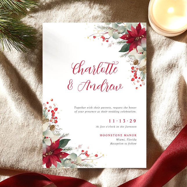 Invitation Mariage élégant de Noël Floral (Créateur téléchargé)