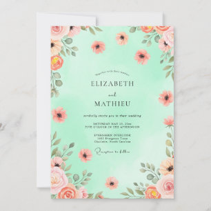 Invitation Mariage Élégant de Printemps Vert Menthe