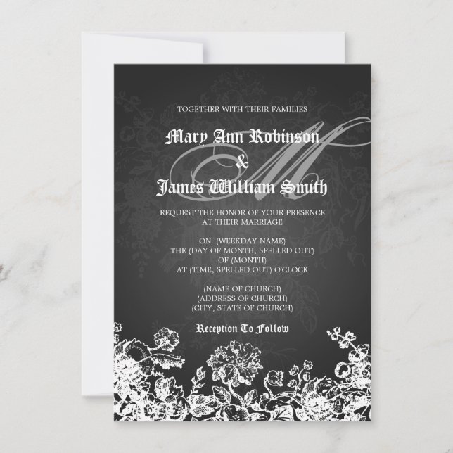 Invitation Mariage élégant de style victorien (Devant)