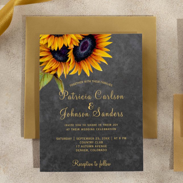 Invitation Mariage élégant de tableau de bord de tournesol ru (Créateur téléchargé)