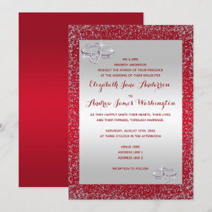 Invitation Mariage élégant des anneaux de Parties scintillant